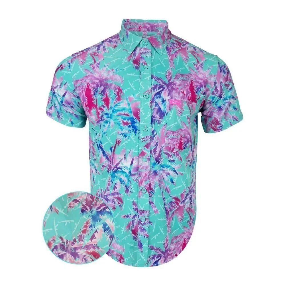 Retro Rifle Collection Men’s AKS & Vacay Teal Palm Hawaiian Floral D’Boss Firear